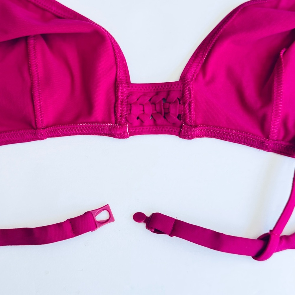 NWT ERES “Lumi” Multi Position Triangle Bikini Top Pink Fizz with Braiding - Picture 12 of 16